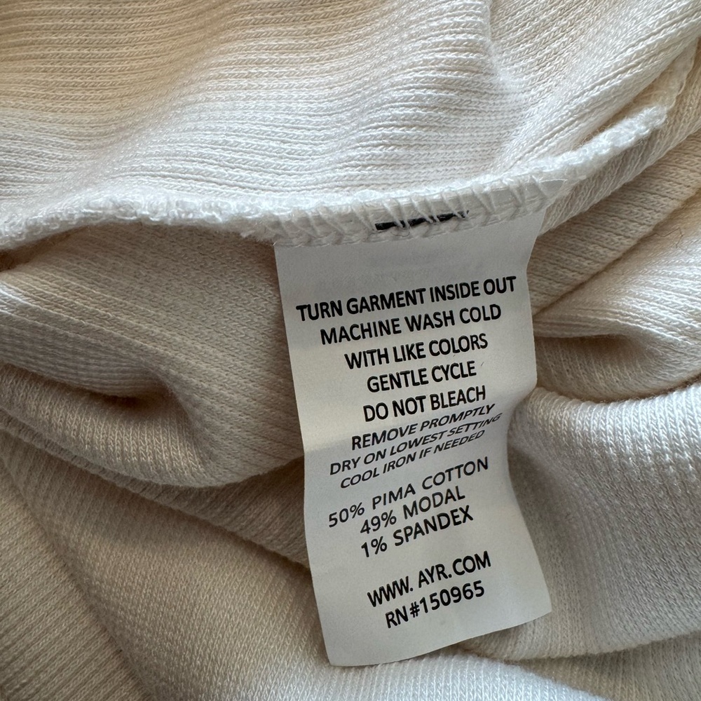 AYR The Moderne Dress Seashell Cream Color Ribbed T-Shirt Dress w/ Side Slit - Picture 14 of 15